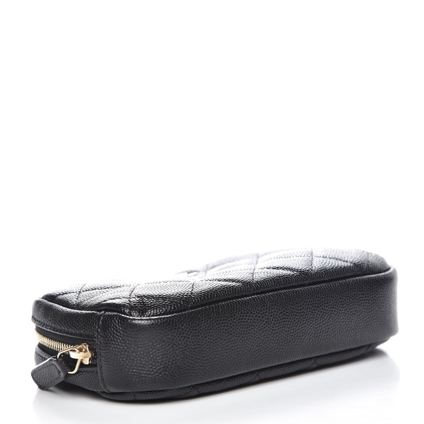 Caviar Quilted Small Curvy Pouch Cosmetic Case Black