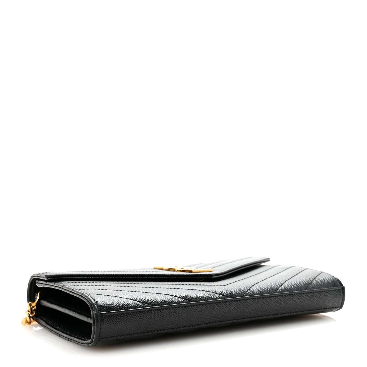 Grain De Poudre Matelasse Chevron Monogram Chain Wallet Black