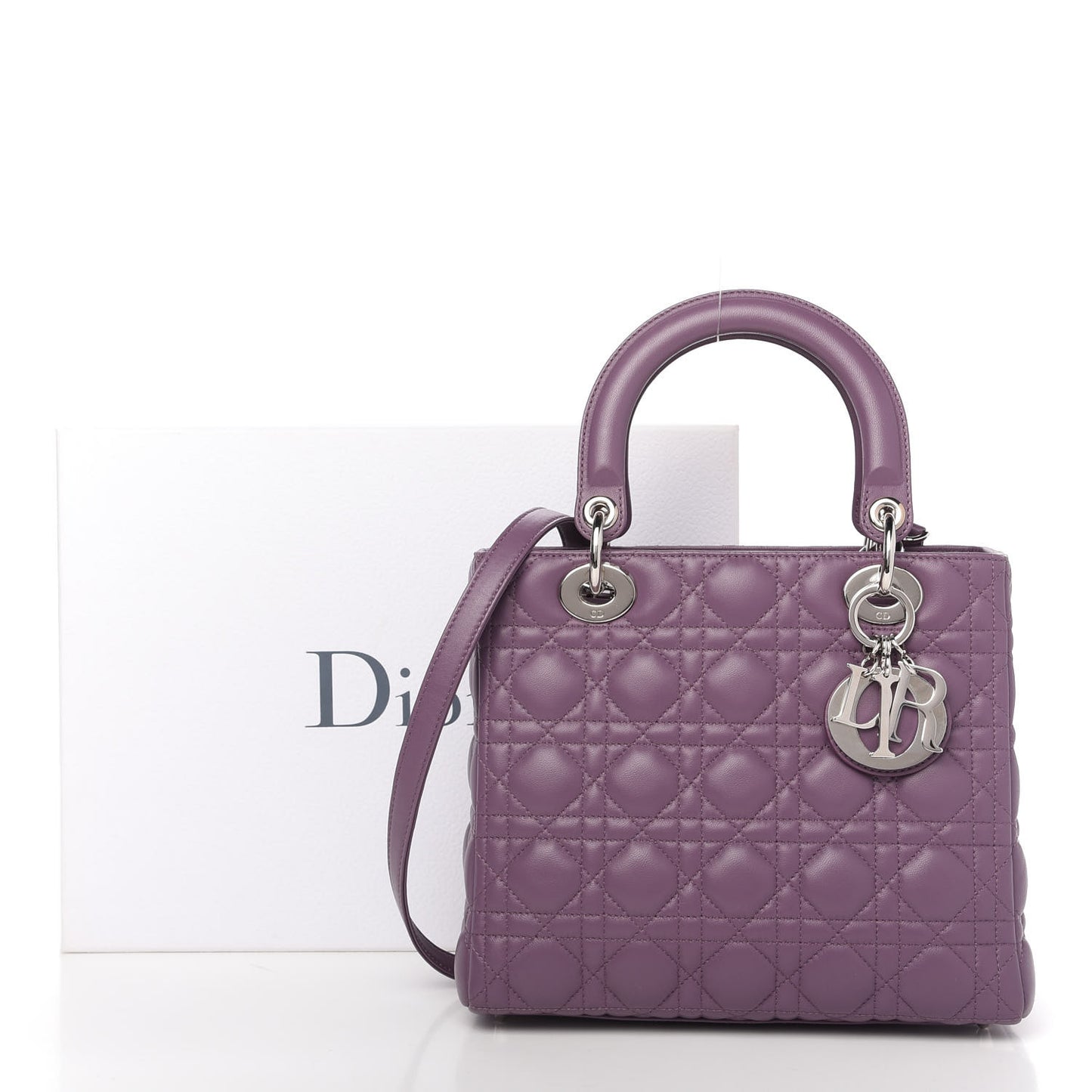 Lambskin Cannage Medium Lady Dior Purple