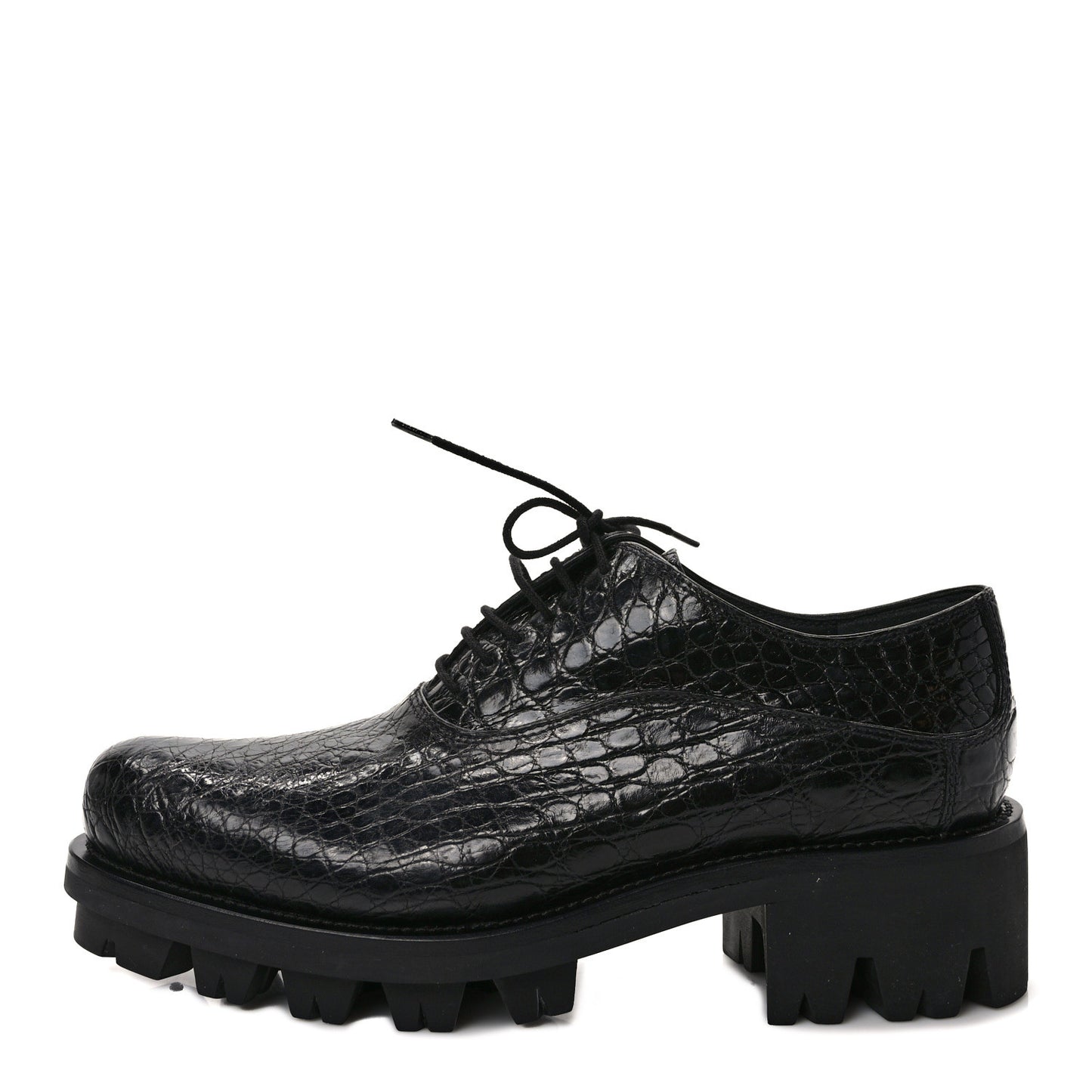 Crocodile Lace Up 50mm Loafers 39 Black