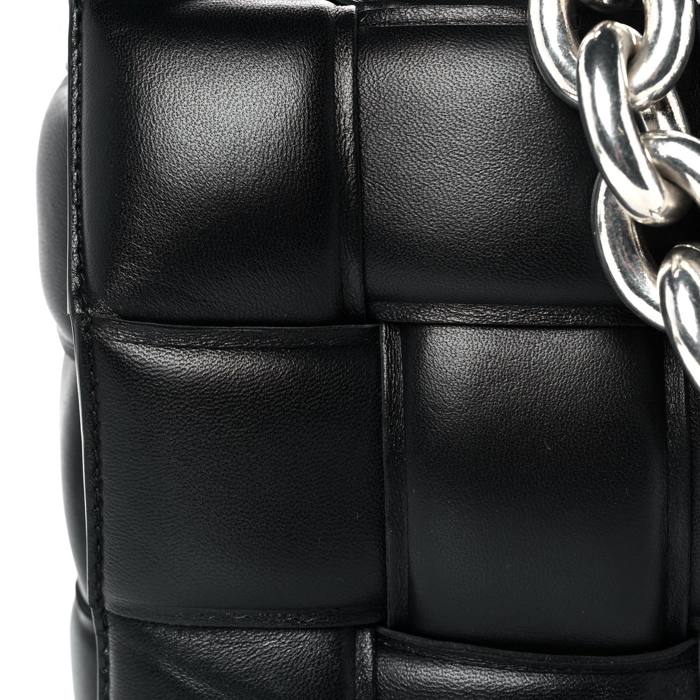 Lambskin Maxi Intreccio Padded Chain Cassette Crossbody Bag Black
