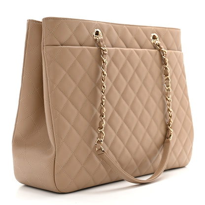 Chanel Calfskin Quilted Large Classic Shopping Tote Beige 3 of 10