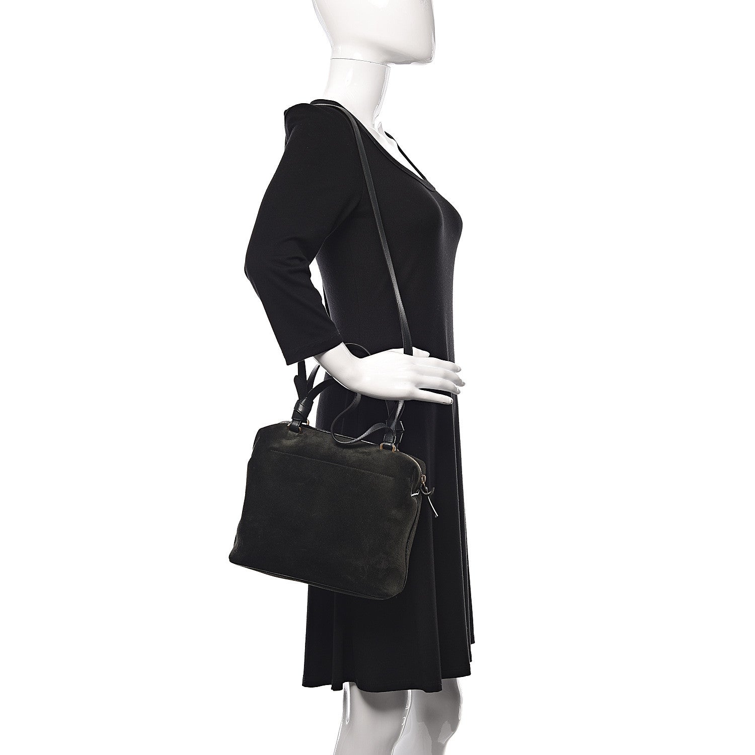 Celine Suede Small Soft Cube Satchel Forest 2 of 14