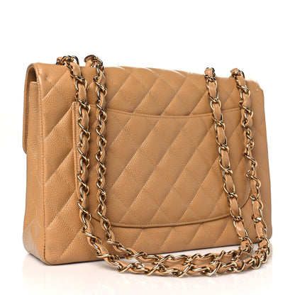 Chanel Caviar Quilted XL Jumbo Single Flap Beige 3 of 11