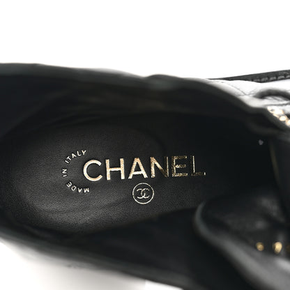 Chanel Shiny Calfskin Quilted Lace Up Combat Boots 38 Black 8 of 9