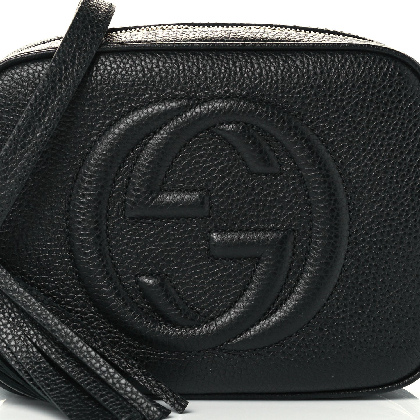 Pebbled Calfskin Small Soho Disco Bag Black