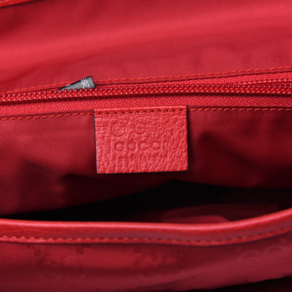 Gucci Nylon Monogram Double Buckle Flap Messenger Bag Vibrant Red 8 of 11