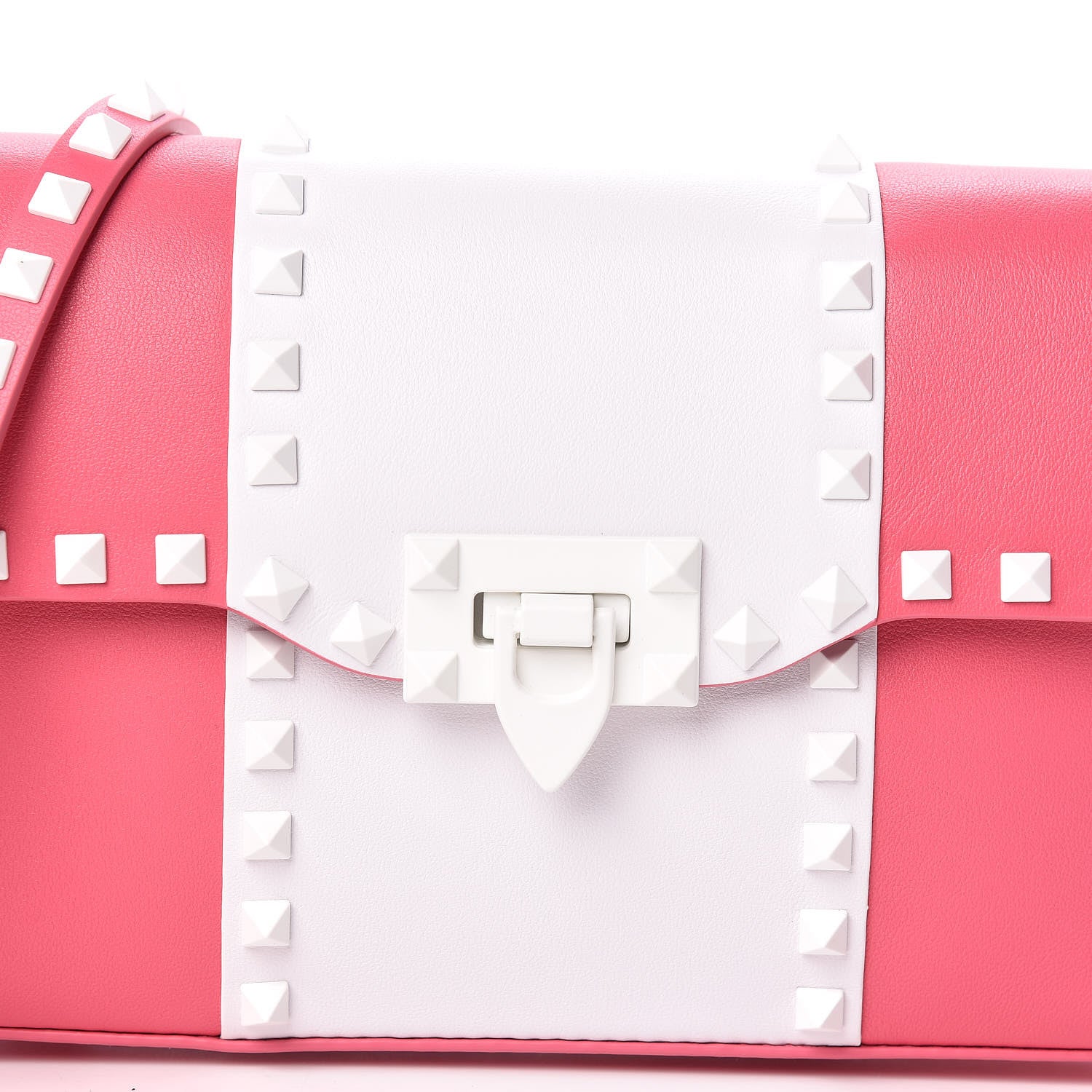 Valentino Garavani Vitello Colorblock Medium Free Rockstud Flip Lock Crossbody Bag Shadow Pink Optic White 10 of 10