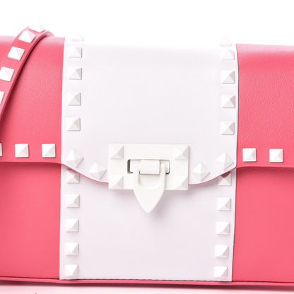 Valentino Garavani Vitello Colorblock Medium Free Rockstud Flip Lock Crossbody Bag Shadow Pink Optic White 10 of 10