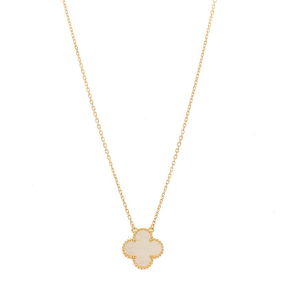 Van Cleef & Arpels 18K Yellow Gold Mother of Pearl Vintage Alhambra Pendant Necklace 1 of 6