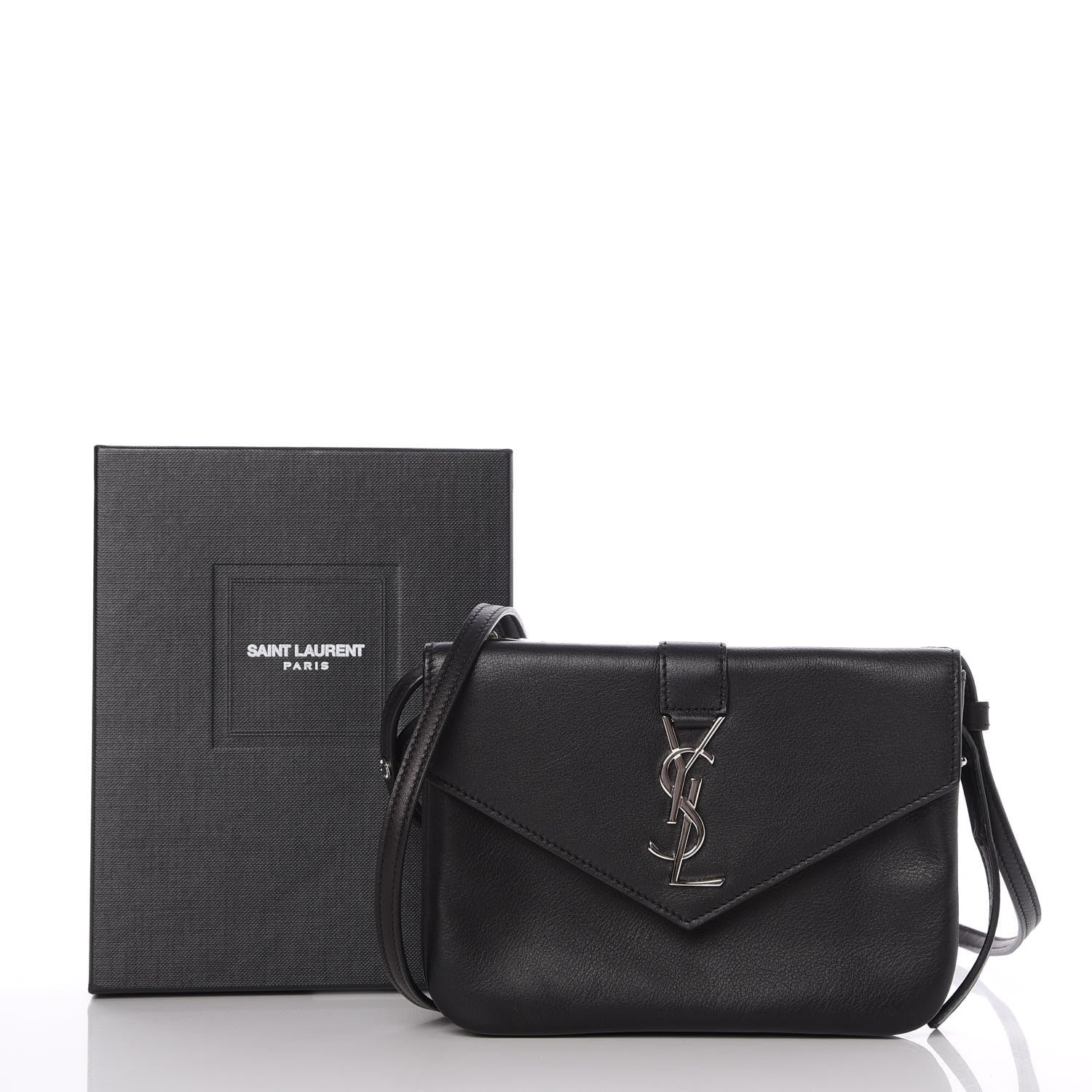Saint Laurent Calfskin Monogram Tri Pocket Crossbody Bag Black 10 of 10