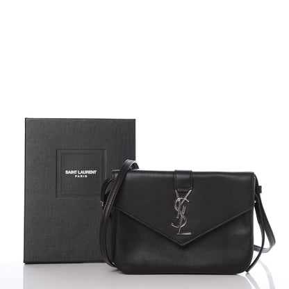 Saint Laurent Calfskin Monogram Tri Pocket Crossbody Bag Black 10 of 10