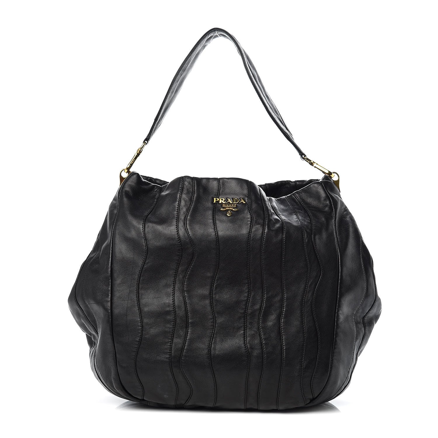 Prada Soft Calfskin Hobo Black 1 of 10
