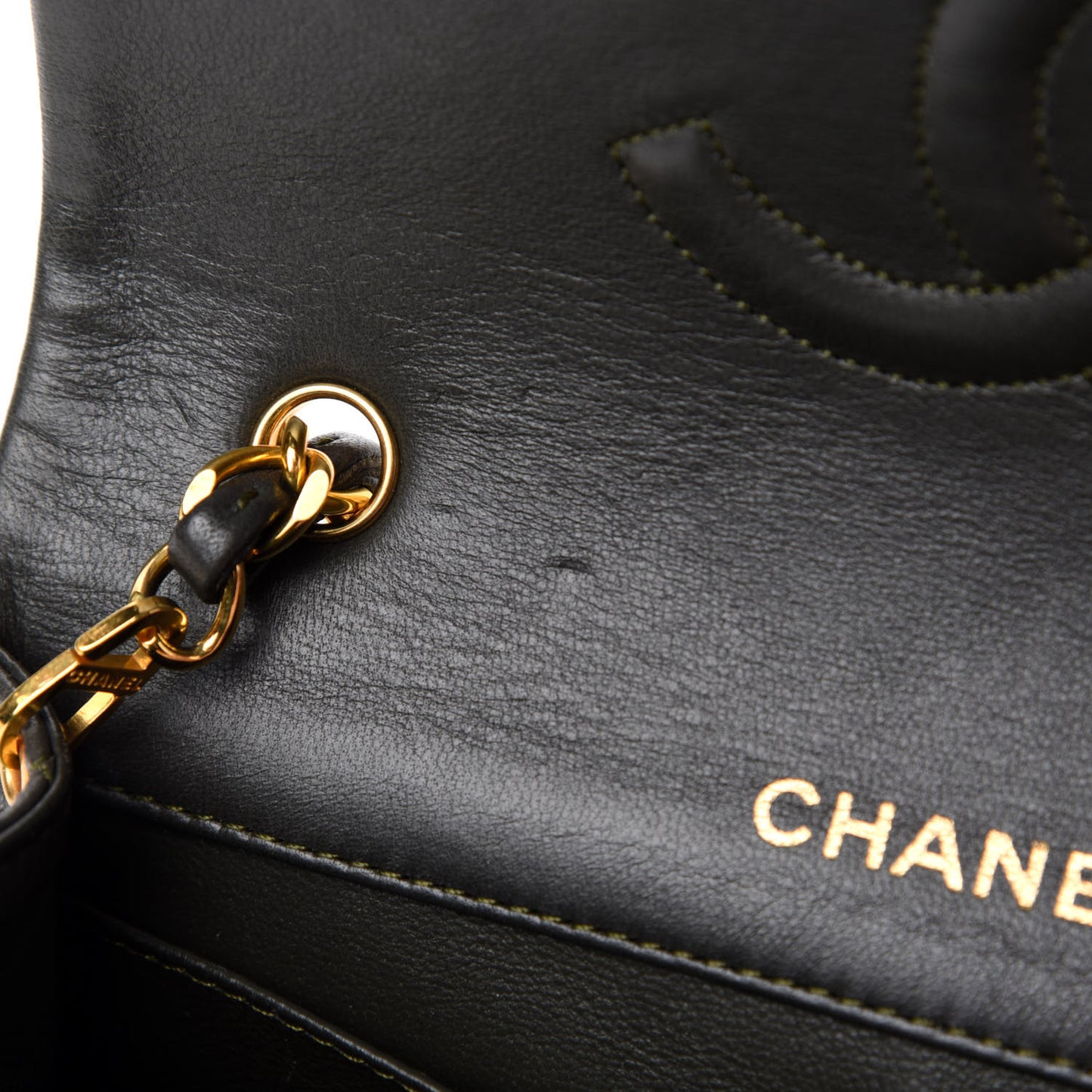 Lambskin Quilted Mini Flap Dark Green