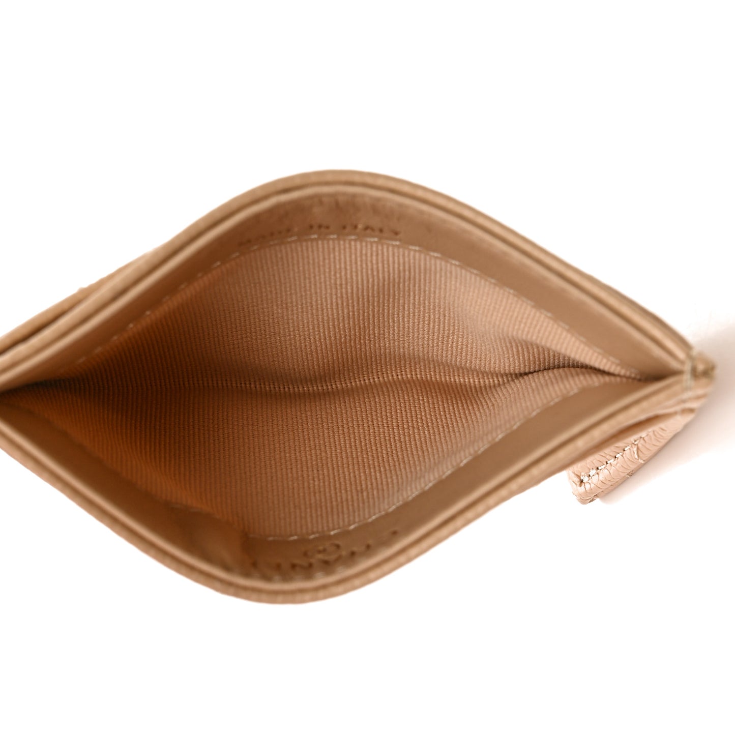 Caviar Quilted Card Holder Beige