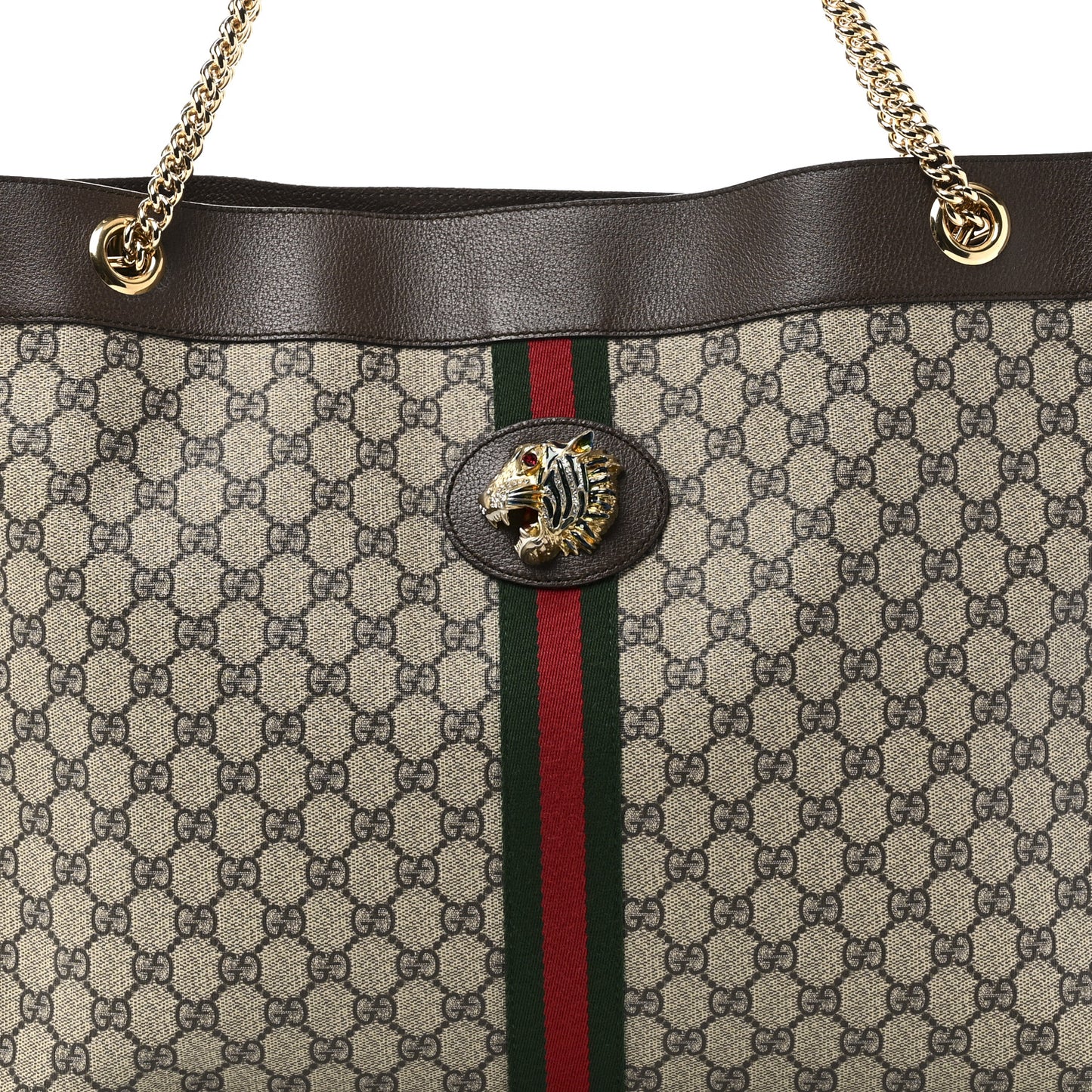 GG Supreme Monogram Large Rajah Chain Tote Beige New Acero