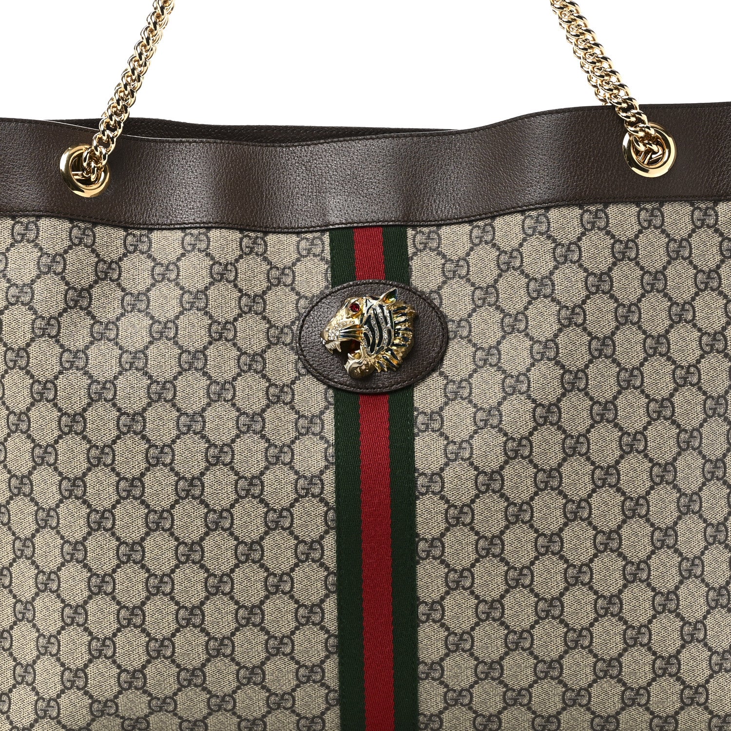 Gucci GG Supreme Monogram Large Rajah Chain Tote Beige New Acero 9 of 11