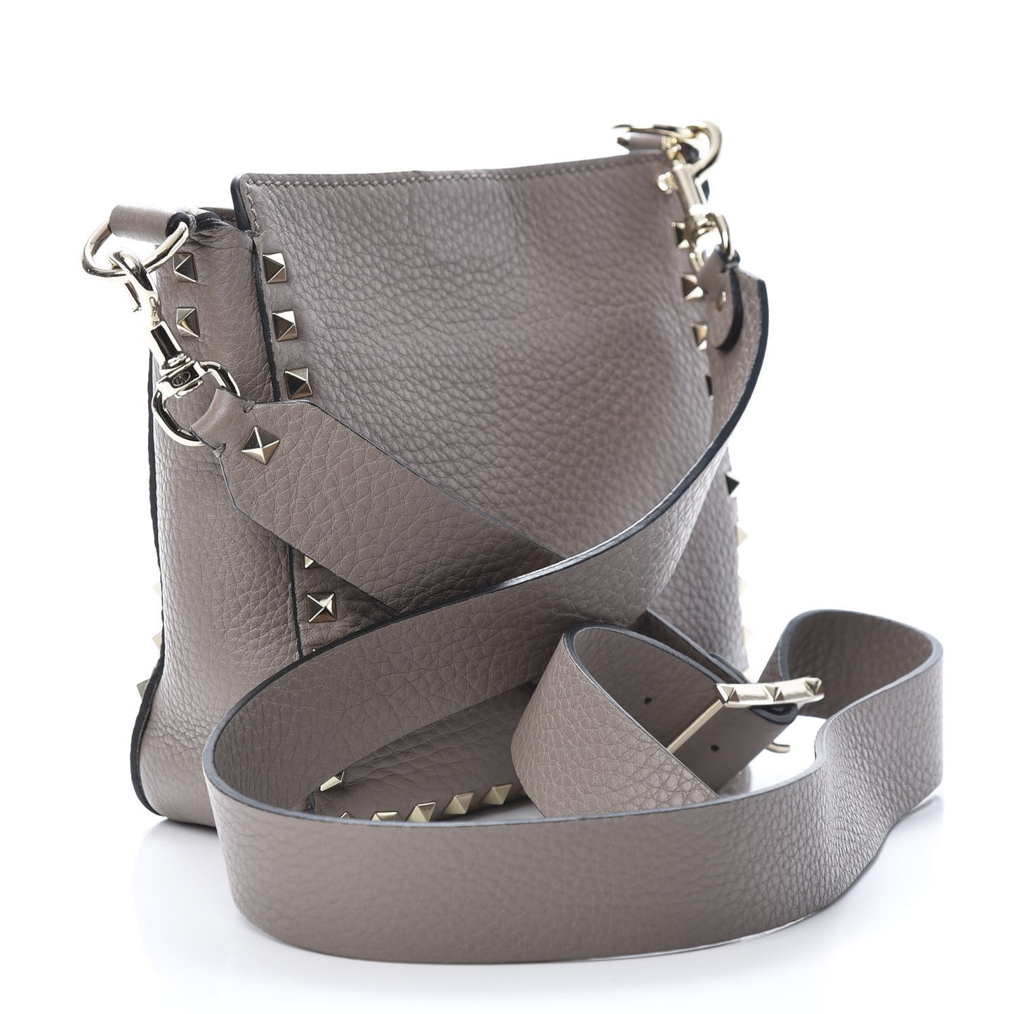 Pebbled Calfskin Mini Rockstud Flip-Lock Messenger Bag Poudre