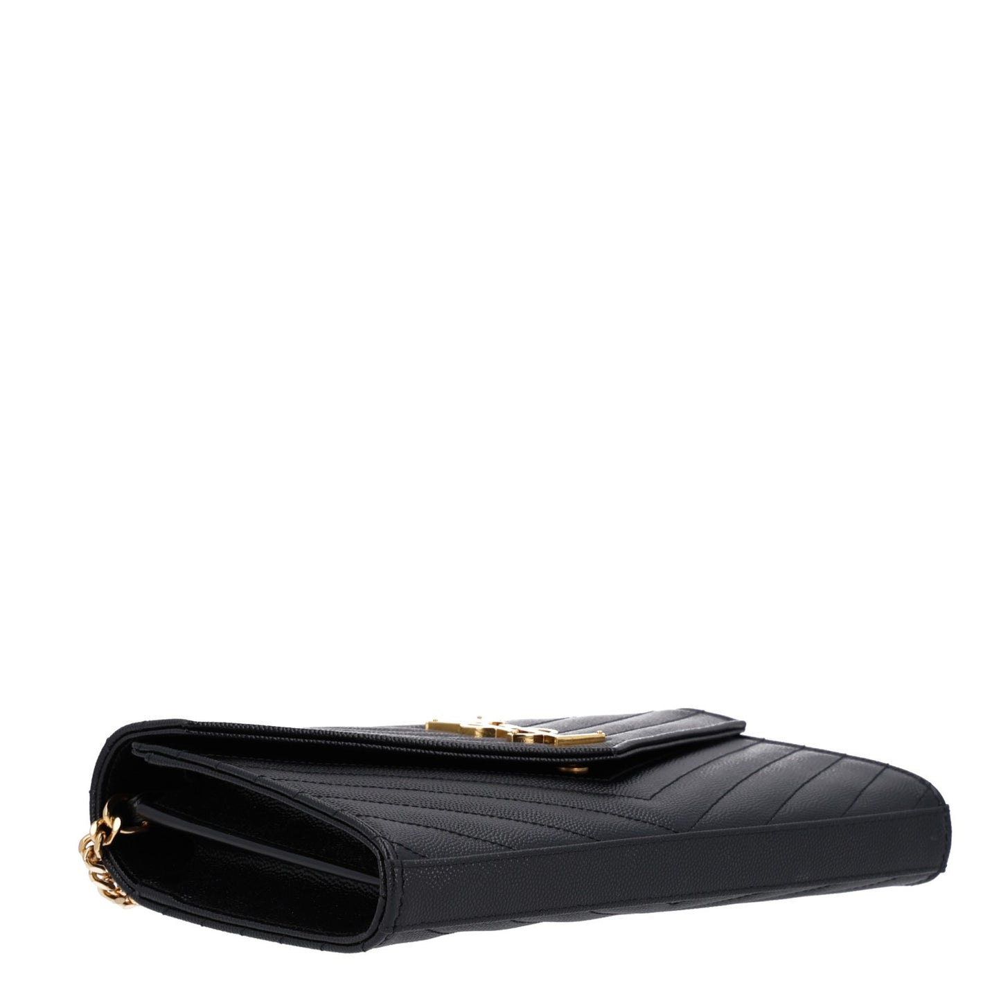 Grain De Poudre Matelasse Chevron Monogram Chain Wallet Black Black