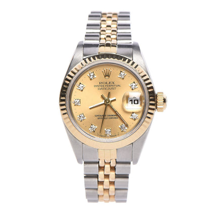 Rolex Stainless Steel 18K Yellow Gold Diamond 26mm Oyster Perpetual Datejust Watch Champagne 69173 1 of 7
