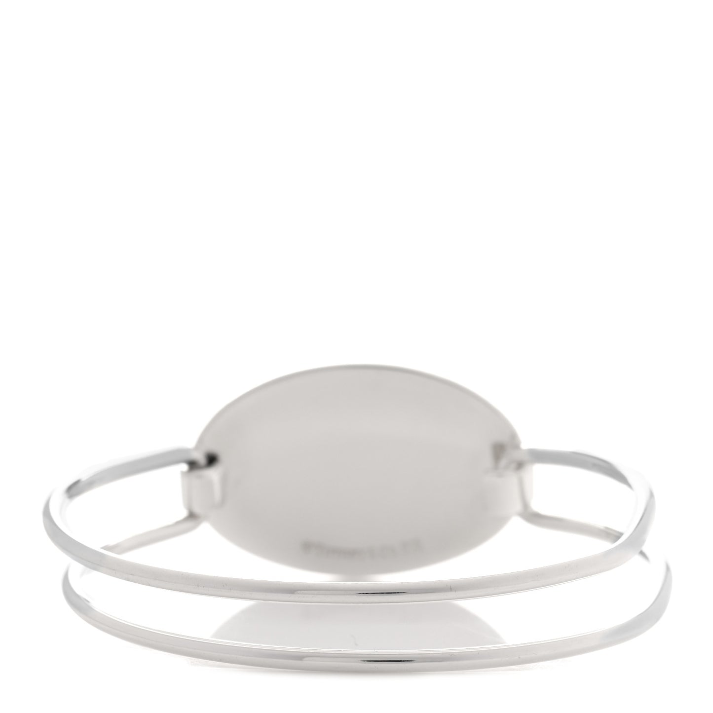 Sterling Silver Oval ID Tag Wire Cuff Bangle Bracelet