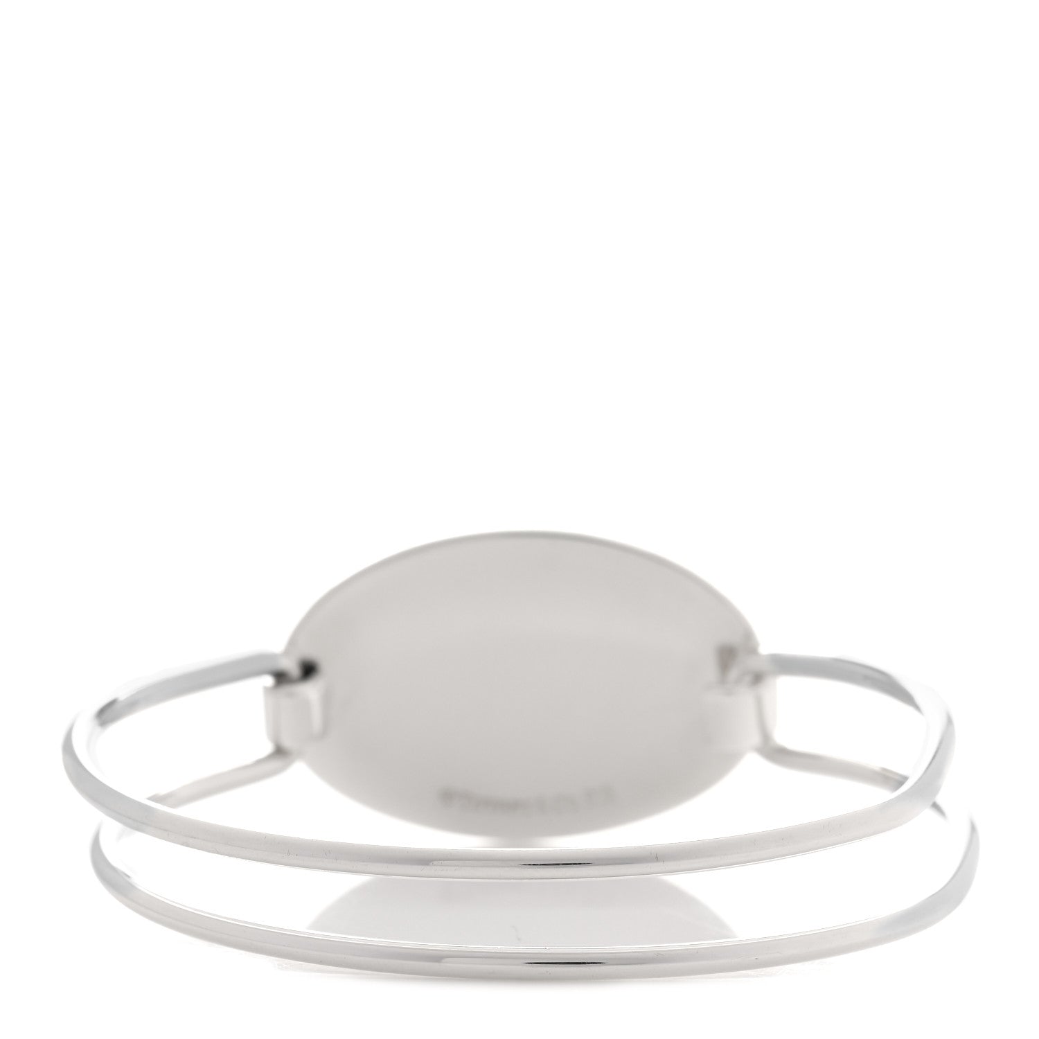 Tiffany Sterling Silver Oval ID Tag Wire Cuff Bangle Bracelet 3 of 5