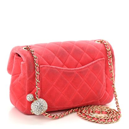 Chanel Velvet Quilted Mini Rectangular Pearl Crush Flap Coral 3 of 12