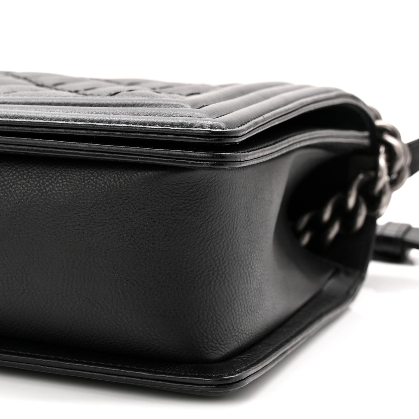 Calfskin Quilted Double Stitched New Medium Boy Flap Black