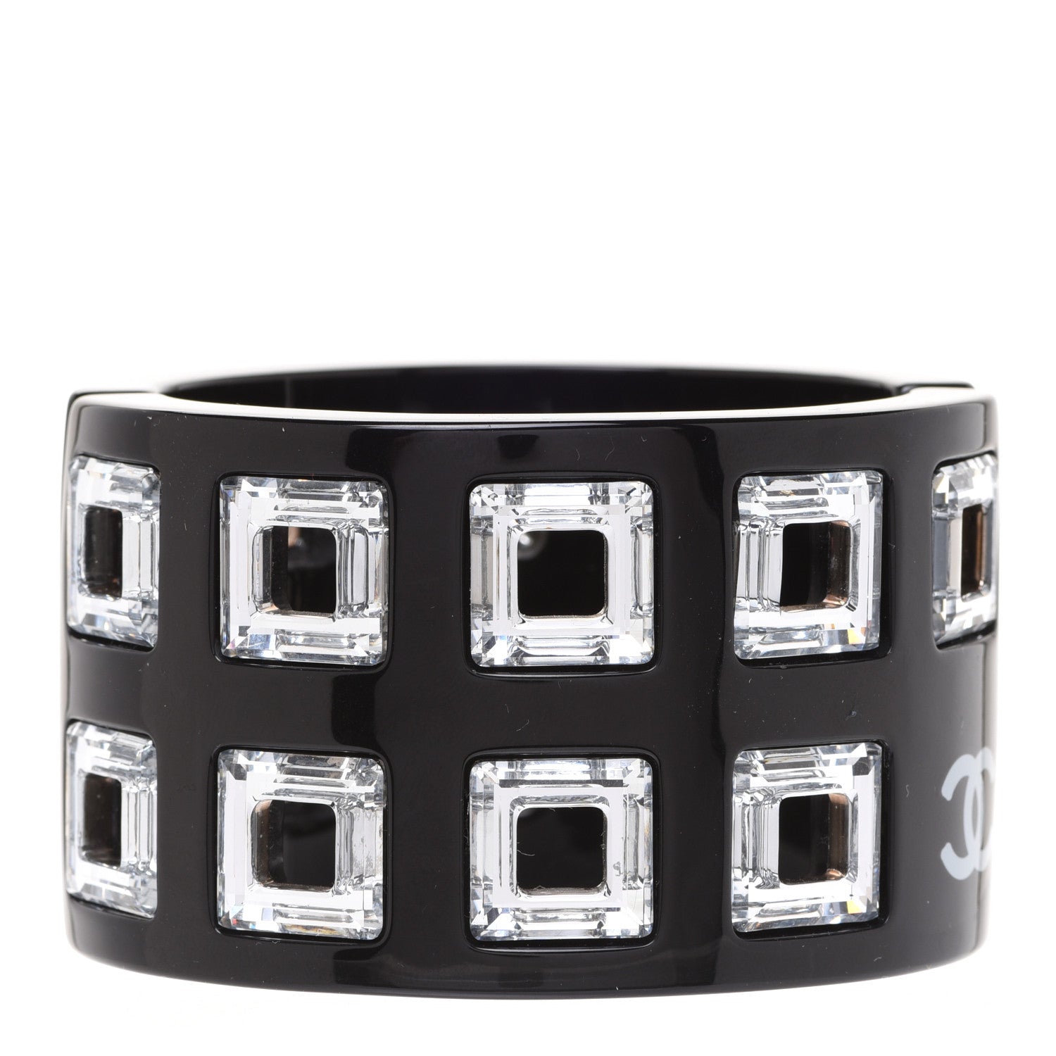 Chanel Resin Crystal CC Cuff Black 3 of 5