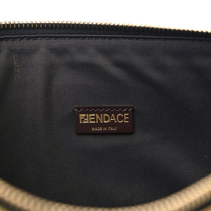Fendi X VERSACE Vitello Grace Catalan Mirror Fendace FF Baroque Logo Large Flat Pouch Tobacco Gold 6 of 6