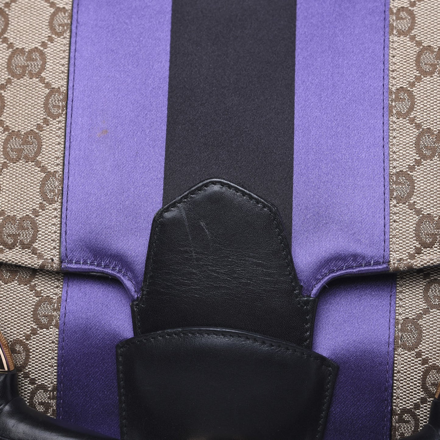 Monogram Horsebit Web Flap Bag Brown Purple