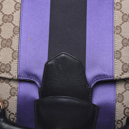 Gucci Monogram Horsebit Web Flap Bag Brown Purple 14 of 16