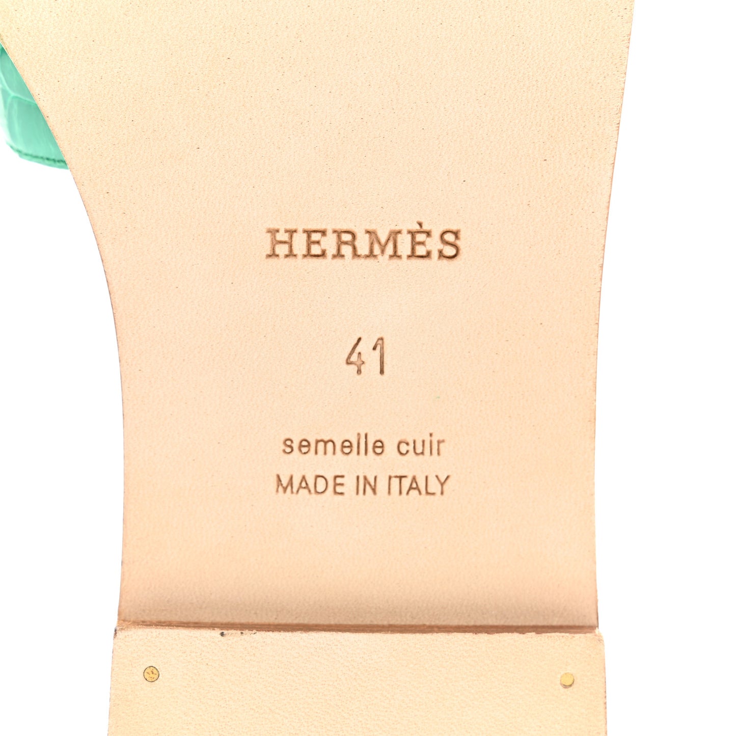 Shiny Alligator Oran Sandals 41 Vert Jade