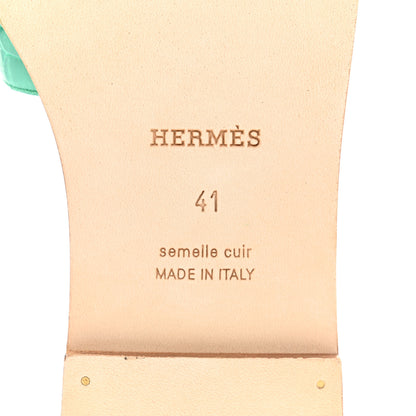 Hermes Shiny Alligator Oran Sandals 41 Vert Jade 6 of 9