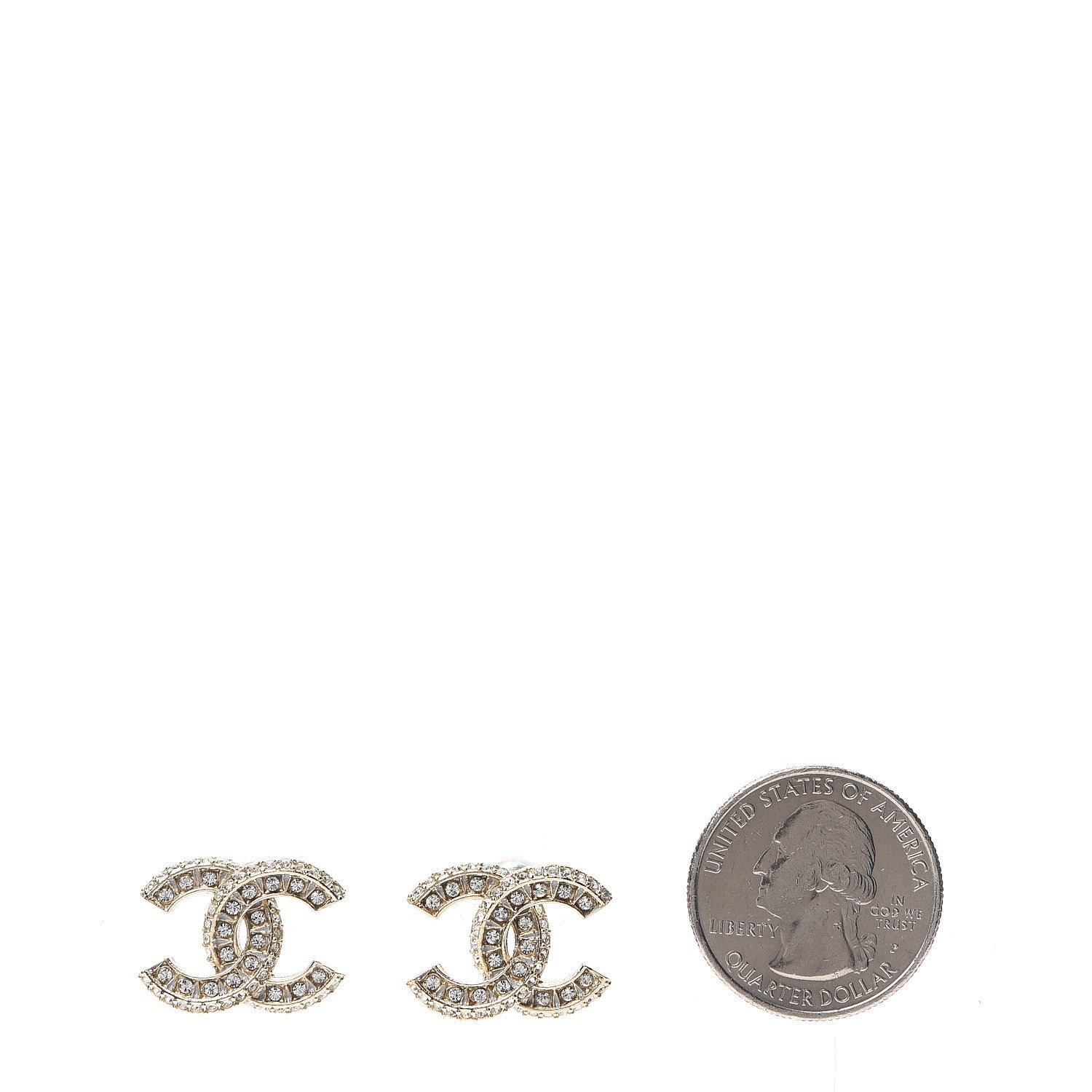 Chanel Crystal Timeless CC Earrings Light Gold 2 of 5
