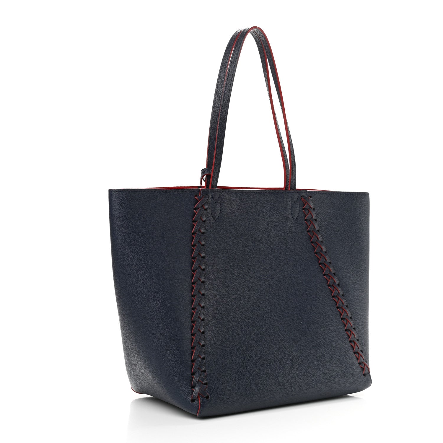 Louis Vuitton Calfskin Braided Lockme Cabas Marine Rouge 3 of 9