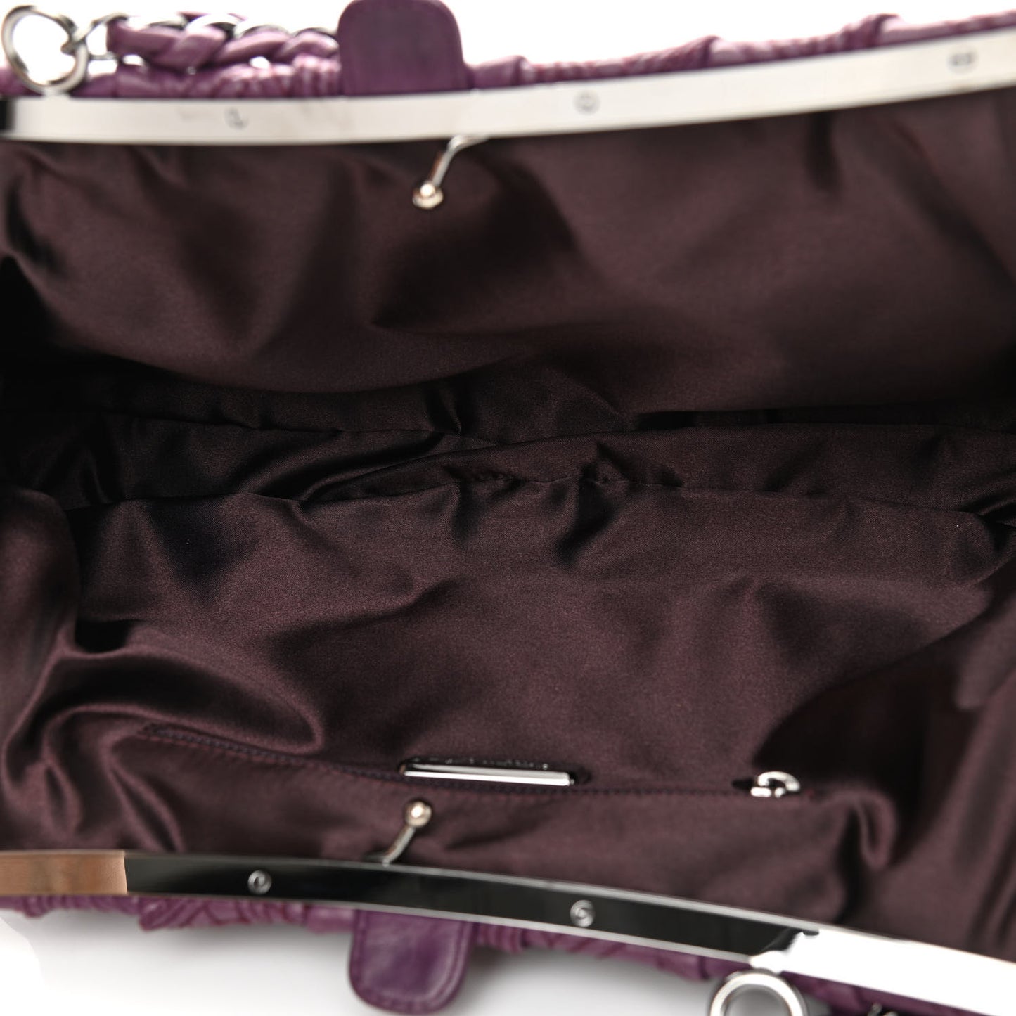 Lambskin Embroidered Frame Bag Purple