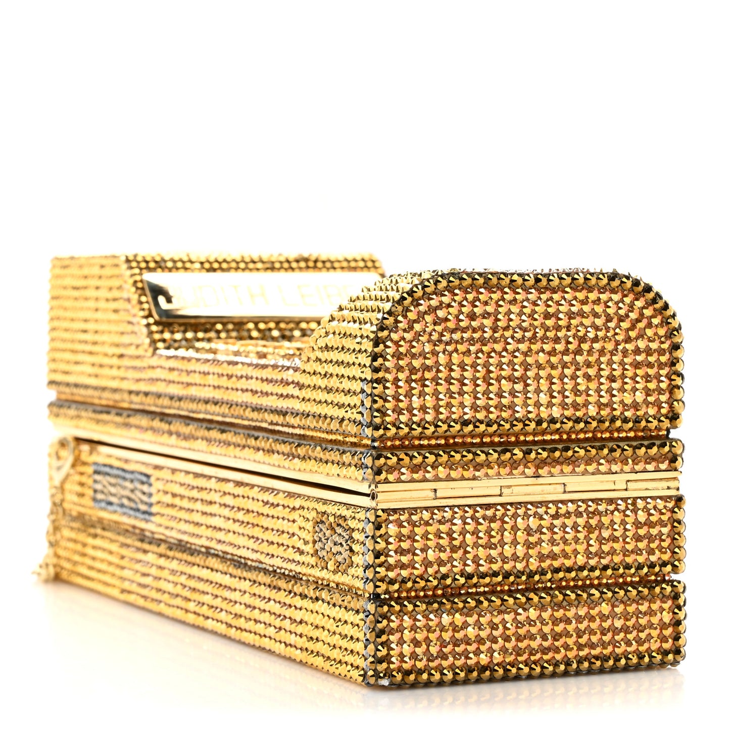 Austrian Crystal Call Me Brick Phone Minaudiere Clutch Multicolor Gold