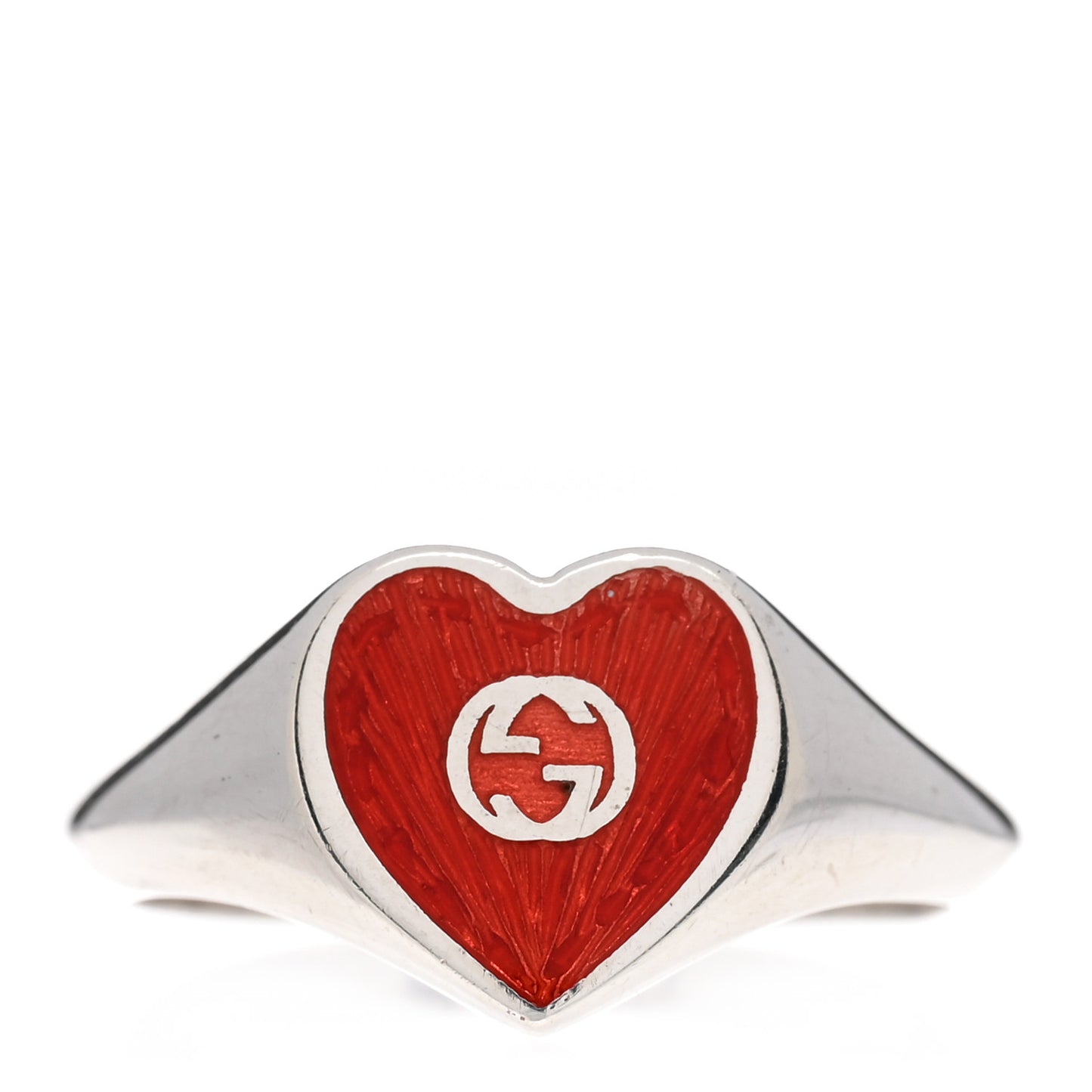 Sterling Silver Enamel GG Heart Ring Red 54 6.75