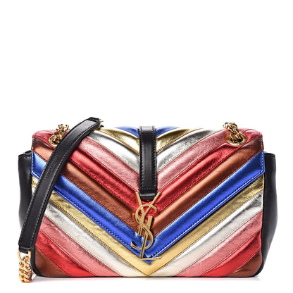 Saint Laurent Metallic Calfskin Matelasse Chevron Monogram Medium College Satchel Multicolor 1 of 13