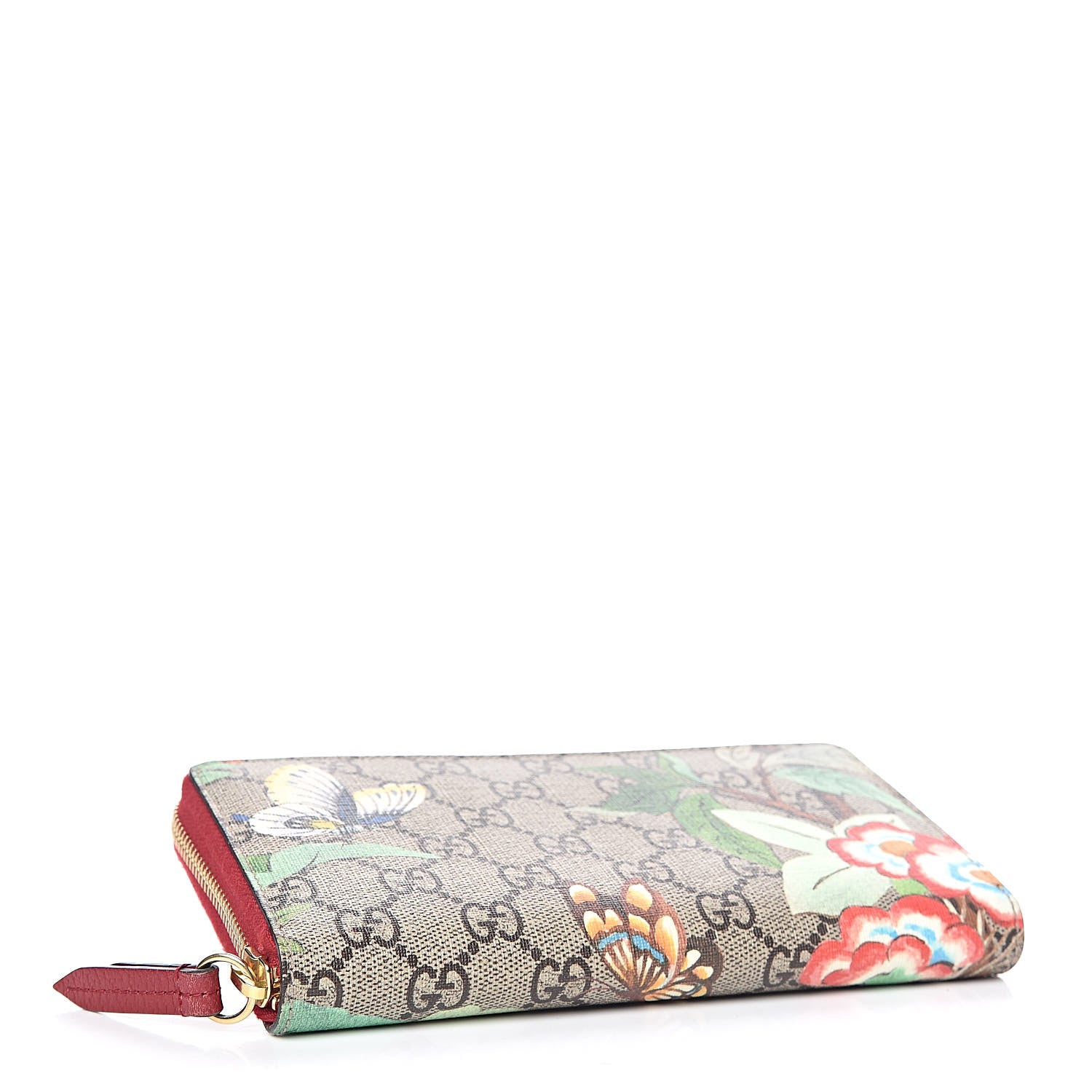 Gucci GG Supreme Monogram Tian Zip Around Wallet Beige Multicolor Red 4 of 7