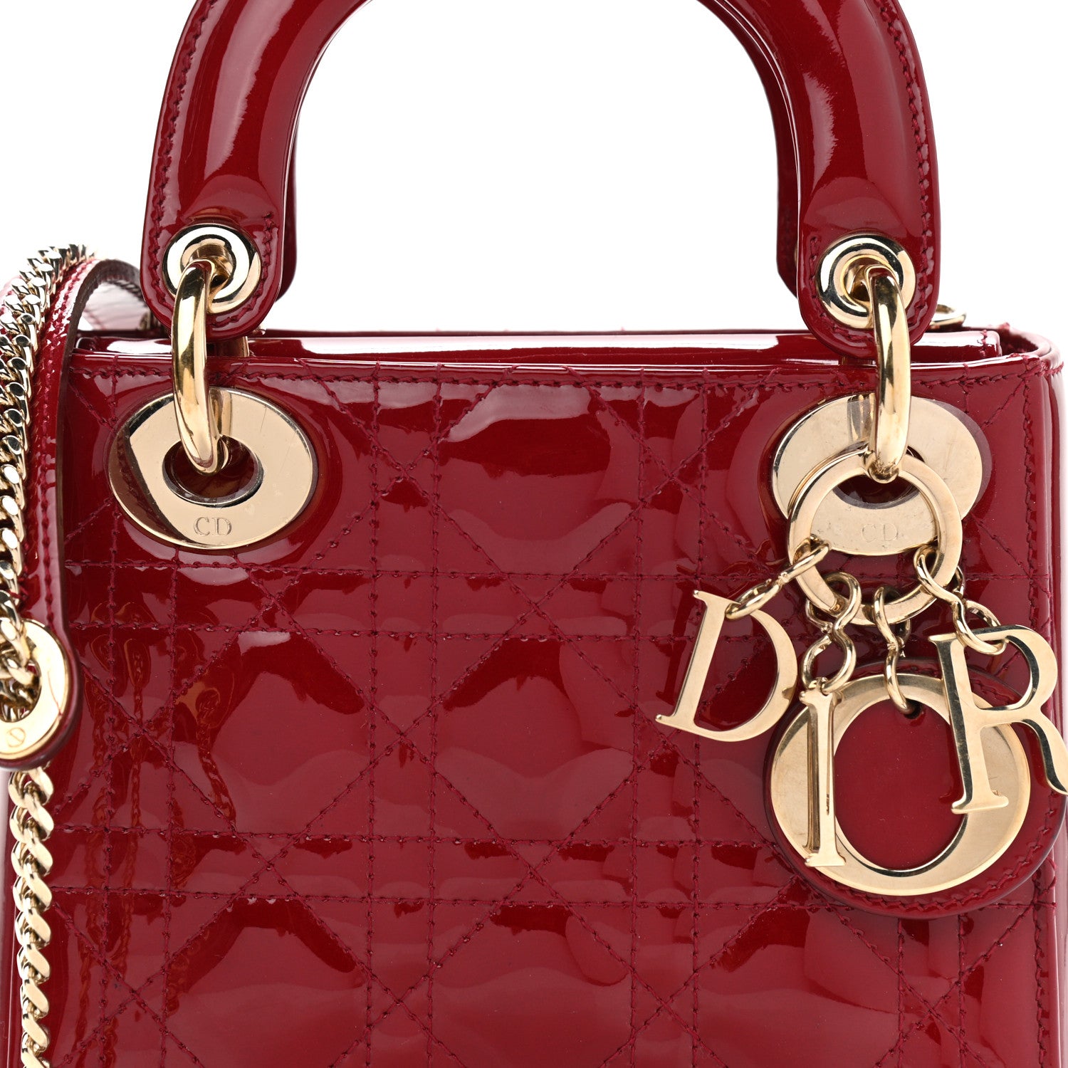 Christian Dior Patent Cannage Mini Lady Dior Red 8 of 13