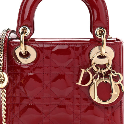 Christian Dior Patent Cannage Mini Lady Dior Red 8 of 13