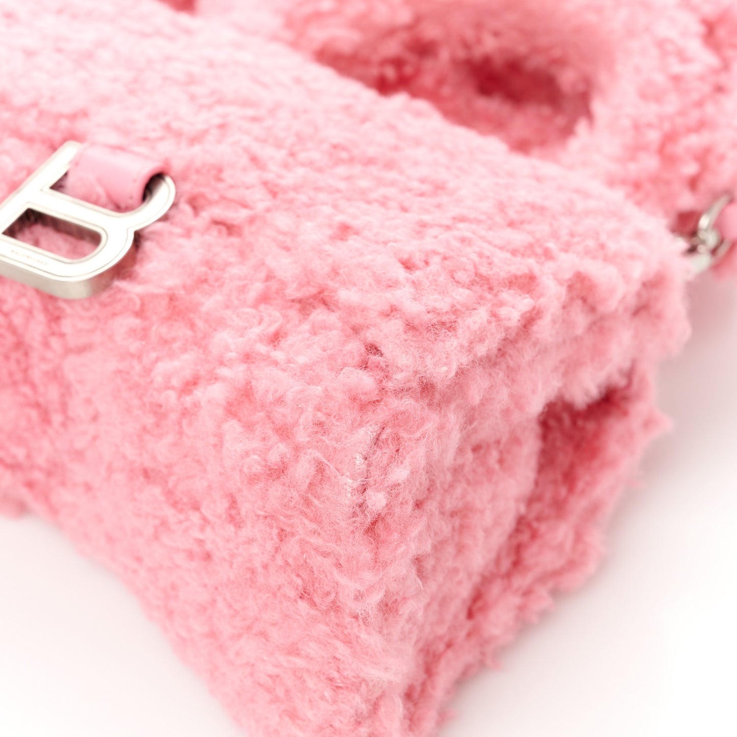 Faux Fur Fluffy Hourglass XS Top Handle Bag Sweet Pink