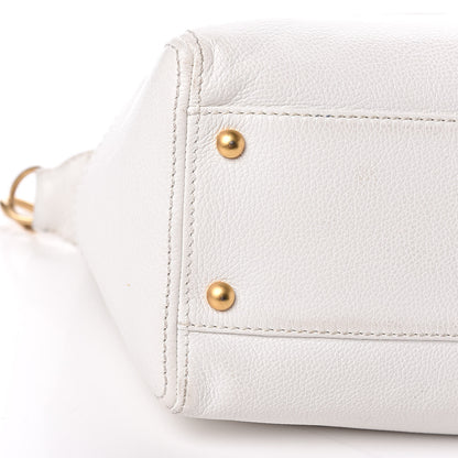 Chanel Grained Calfskin CC Shoulder Bag White 14 of 15