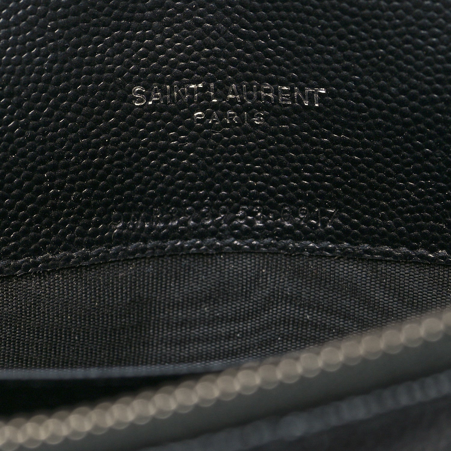 Saint Laurent Grain De Poudre Matelasse Chevron Monogram Envelope Chain Wallet Black 7 of 11
