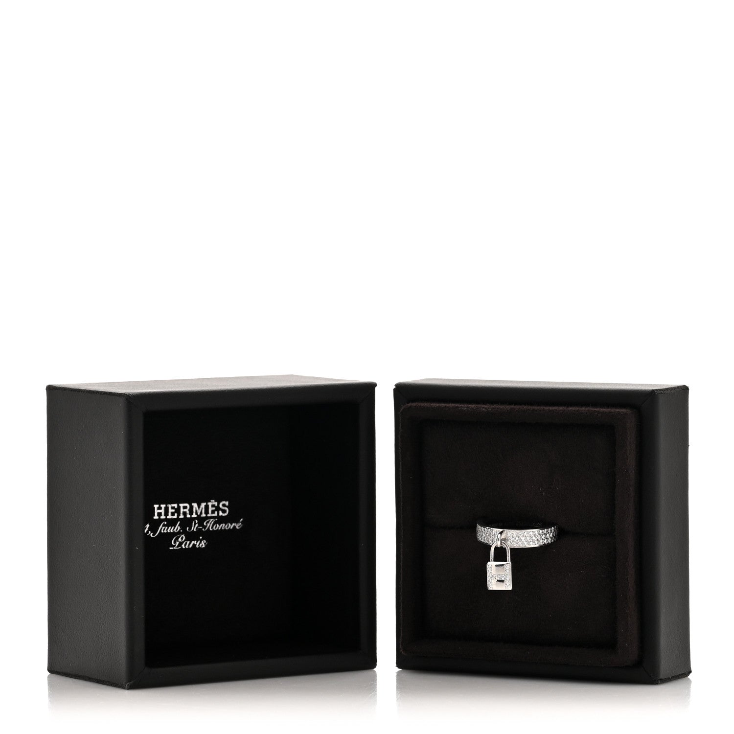 Hermes 18K White Gold Diamond MM Kelly Clochette Ring 50 5.25 7 of 7
