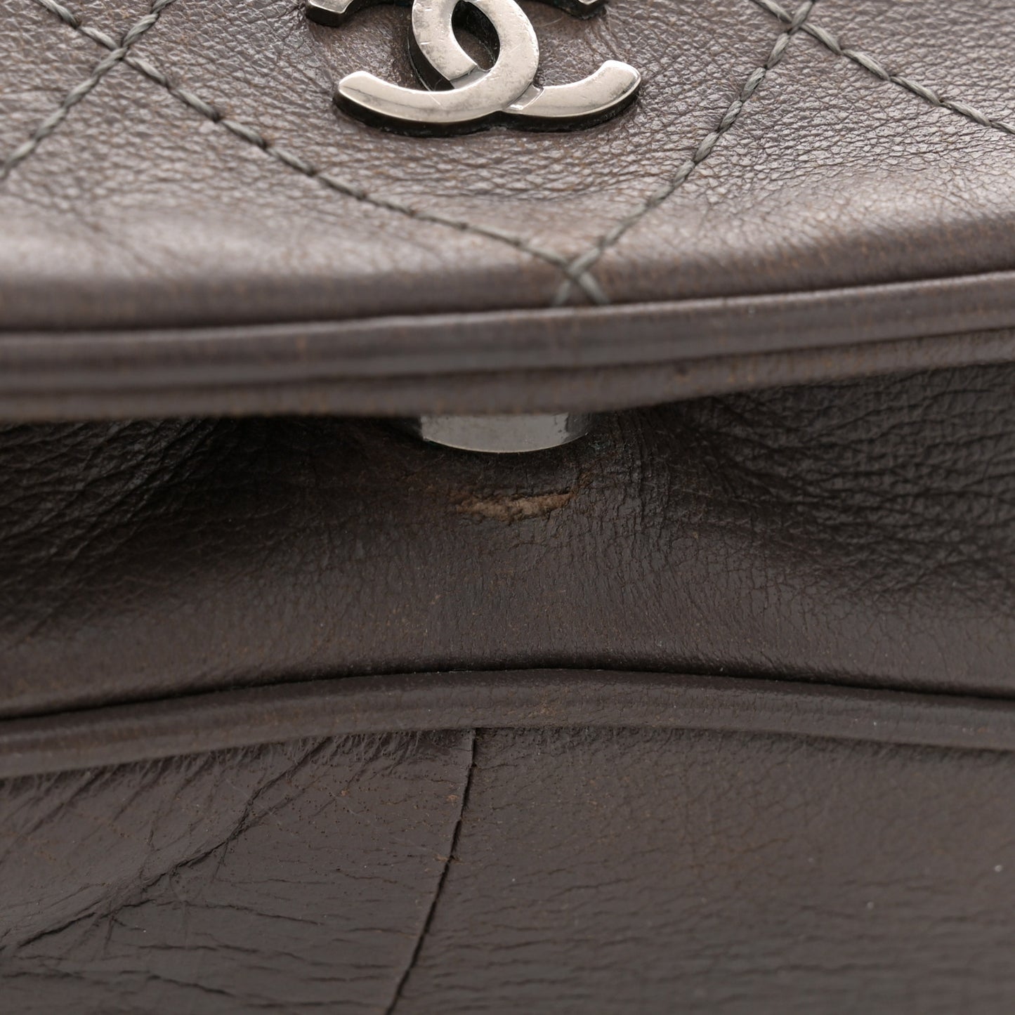 Lambskin Quilted Single Flap Grey