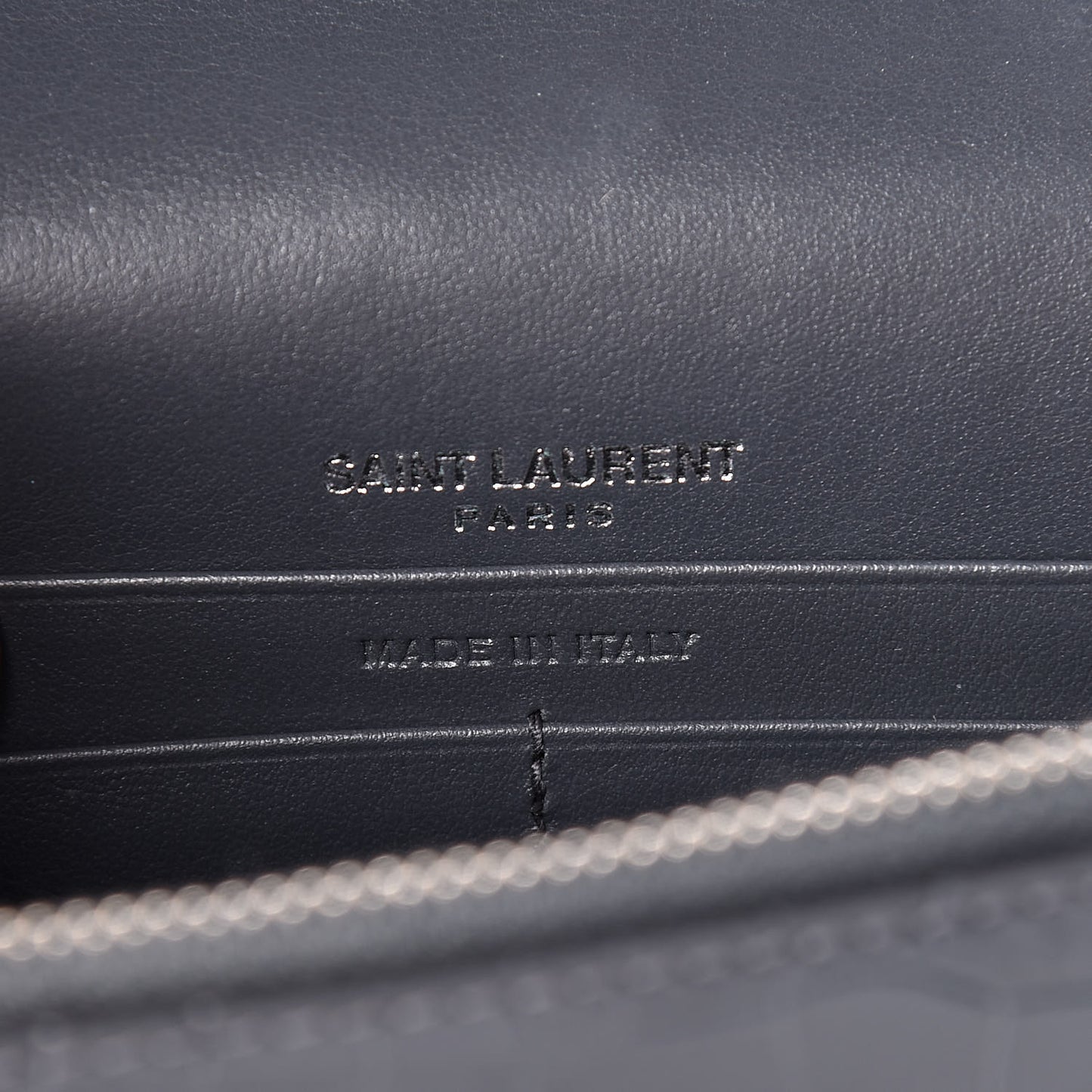 Calfskin Crocodile Embossed Kate Monogram Tassel Chain Wallet Dark Smog