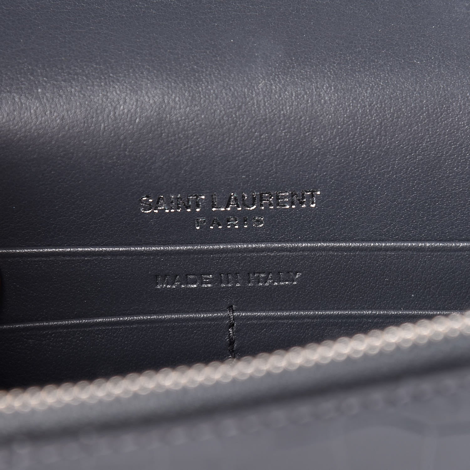 Saint Laurent Calfskin Crocodile Embossed Kate Monogram Tassel Chain Wallet Dark Smog 6 of 11